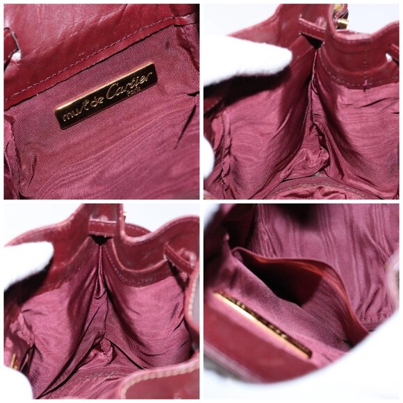 CARTIER Must Line Shoulder Bag Leather Bordeaux Gold Auth - Picture 15 of 16